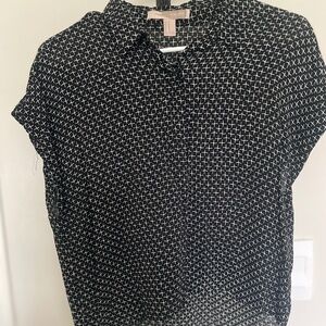 SHEIN Black & White  Button Up T-Shirt,